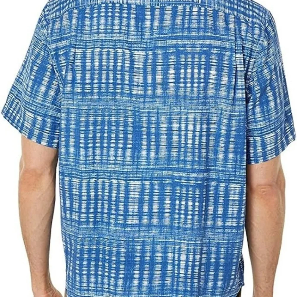 NEW- Size S Tommy Bahama Daybreak Batik Silk Camp Button Shirt ST325844 Navy